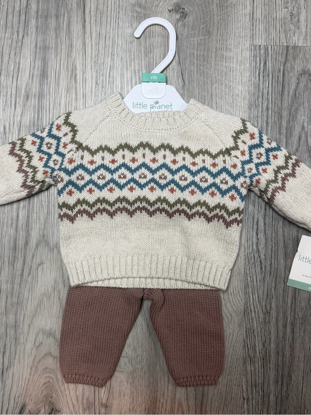 Little Planet Knit Sweater & Brown Pants Set